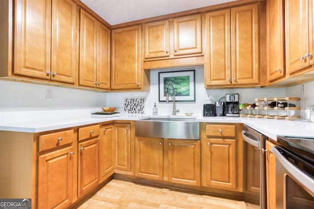 1860 Apalachee Woods Trl, Buckhead, GA 30625 - kitchen featuring brown cabinets, light countertops, and a sink