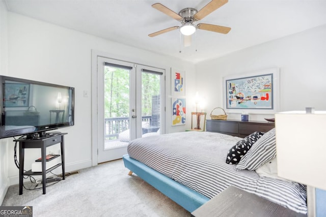 1860 Apalachee Woods Trl, Buckhead, GA 30625 - carpeted bedroom featuring baseboards, access to outside, french doors, and ceiling fan