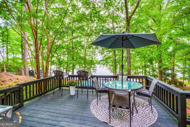 1860 Apalachee Woods Trl, Buckhead, GA 30625 - wooden terrace featuring outdoor dining space