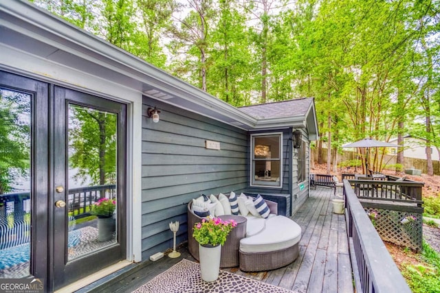 1860 Apalachee Woods Trl, Buckhead, GA 30625 - wooden terrace with french doors