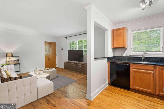 798 Saint Charles Ave NE Unit 7, Atlanta, GA 30306 - living area with baseboards, ornamental molding, light wood-style floors, and plenty of natural light