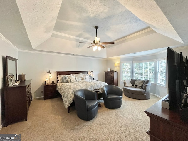 4614 Capers Xing W, Peachtree Corners, GA 30092 - bedroom with crown molding, a raised ceiling, and light carpet