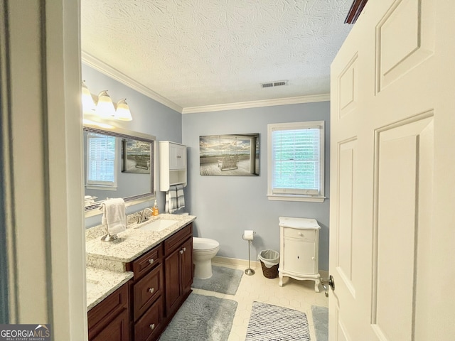 4614 Capers Xing W, Peachtree Corners, GA 30092 - bathroom with crown molding, tile patterned flooring, vanity, toilet, and visible vents