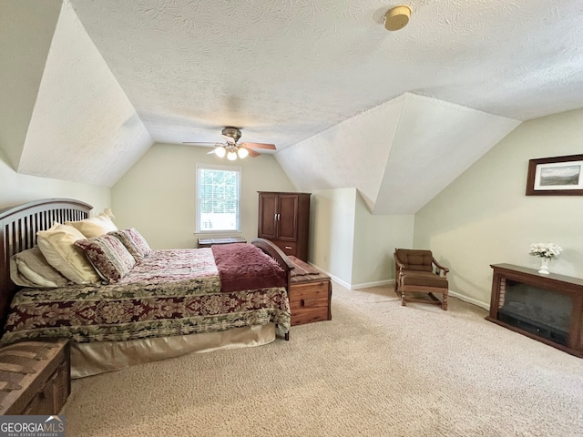 4614 Capers Xing W, Peachtree Corners, GA 30092 - bedroom featuring vaulted ceiling, baseboards, carpet flooring, and a textured ceiling