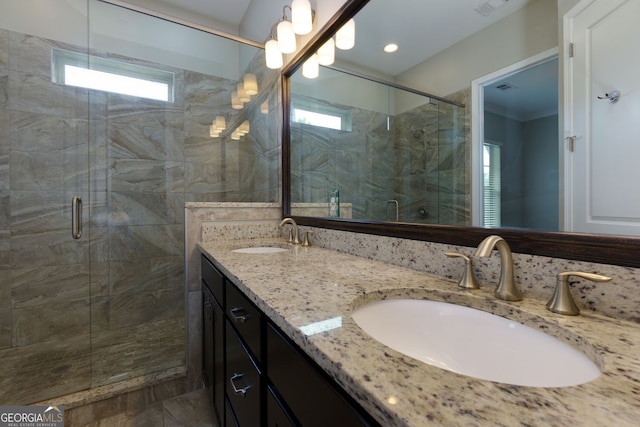 569 Mirrormont Dr SE, Smyrna, GA 30080 - full bathroom featuring double vanity and a shower stall