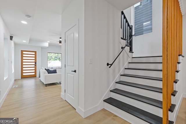 906 Mcdaniel St, Atlanta, GA 30310 - stairs with wood finished floors, recessed lighting, and baseboards