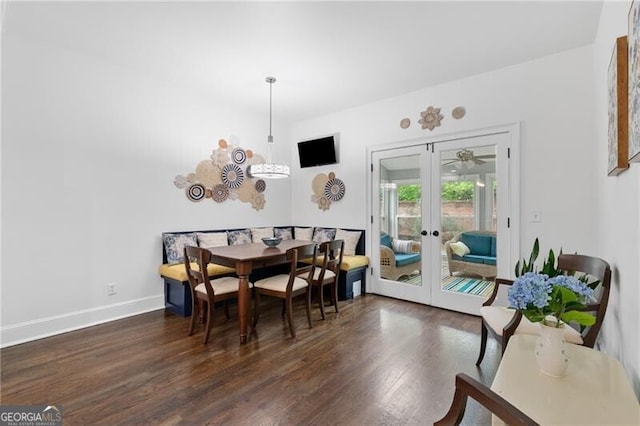 100 Barnard Pl, Atlanta, GA 30328 - dining space with baseboards, french doors, and dark wood-type flooring
