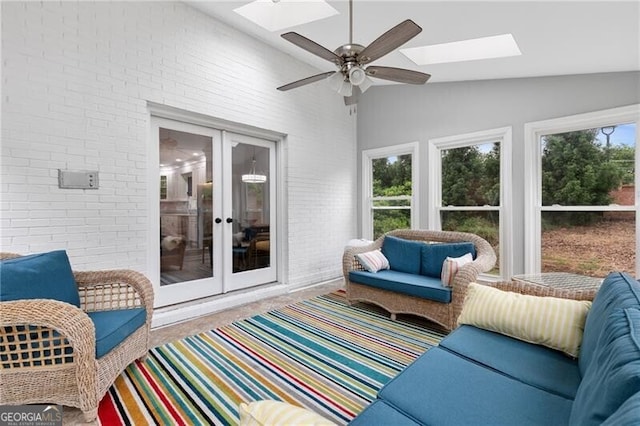 100 Barnard Pl, Atlanta, GA 30328 - sunroom with a skylight, ceiling fan, and french doors
