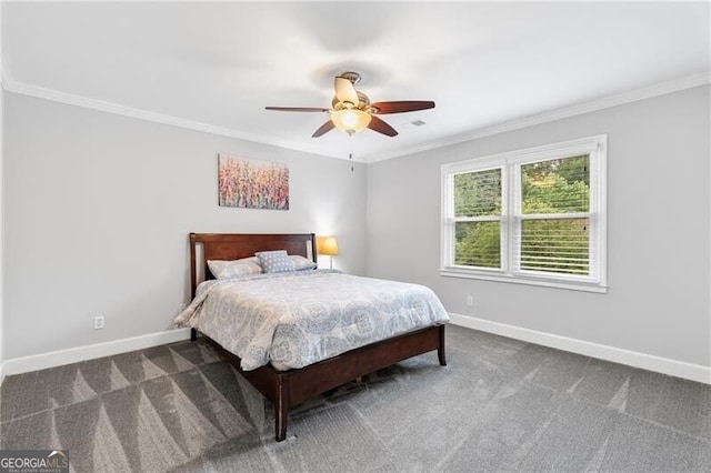 100 Barnard Pl, Atlanta, GA 30328 - bedroom featuring dark carpet, ornamental molding, and baseboards