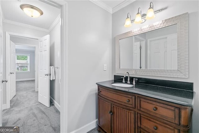 100 Barnard Pl, Atlanta, GA 30328 - bathroom featuring vanity, crown molding, and baseboards