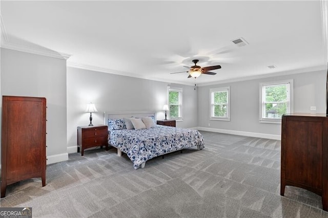 100 Barnard Pl, Atlanta, GA 30328 - carpeted bedroom featuring crown molding, visible vents, multiple windows, and baseboards
