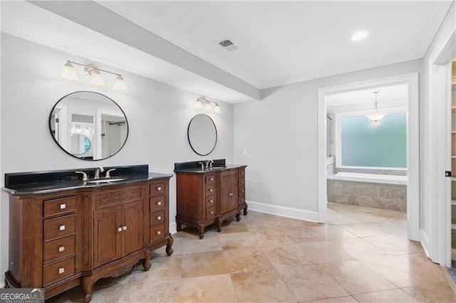 100 Barnard Pl, Atlanta, GA 30328 - full bathroom with a bathing tub, a sink, visible vents, baseboards, and two vanities