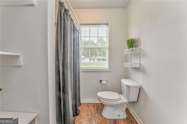 460 Broad St, Tallapoosa, GA 30176 - full bathroom with wood finished floors and a shower with shower curtain