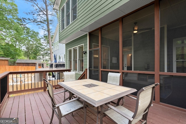 deck with fence and outdoor dining space