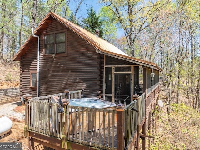 191 Mountain View Rd, Ellijay, GA 30540 - view of side of property featuring log siding and a deck