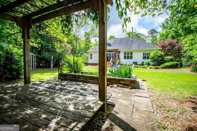 view of patio / terrace featuring a pergola and a deck