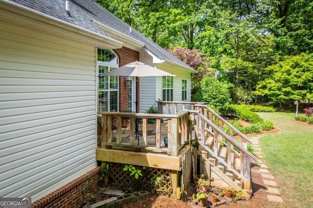 deck with a yard