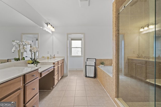 8275 Majors Ridge Way, Cumming, GA 30041 - full bathroom with tile patterned floors, a stall shower, vanity, and a bath