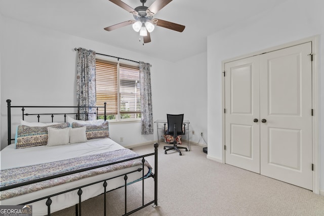 8275 Majors Ridge Way, Cumming, GA 30041 - bedroom featuring carpet, a closet, baseboards, and ceiling fan