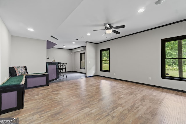 8275 Majors Ridge Way, Cumming, GA 30041 - empty room featuring light wood-style flooring, healthy amount of natural light, ceiling fan, baseboards, and recessed lighting