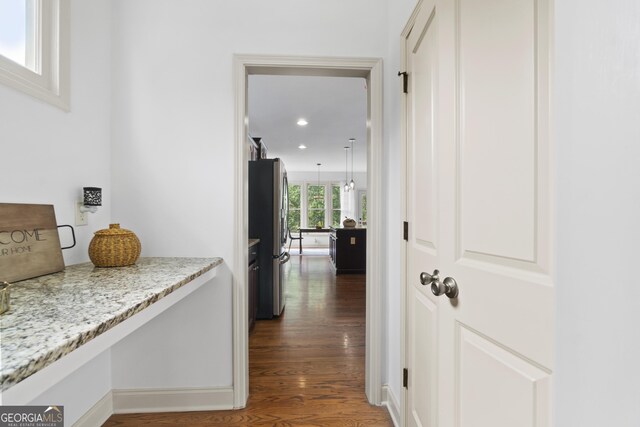 8275 Majors Ridge Way, Cumming, GA 30041 - hallway featuring wood finished floors, recessed lighting, and baseboards