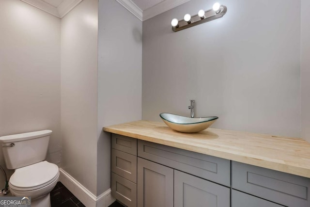 155 Hunters Pointe Dr, Athens, GA 30606 - bathroom featuring vanity, toilet, crown molding, and baseboards
