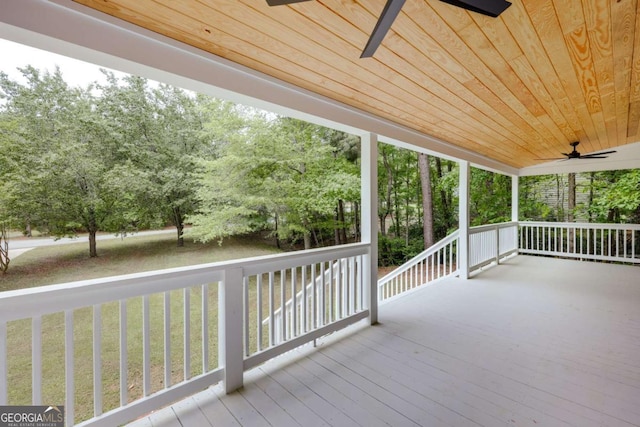 155 Hunters Pointe Dr, Athens, GA 30606 - wooden deck featuring a porch and a ceiling fan