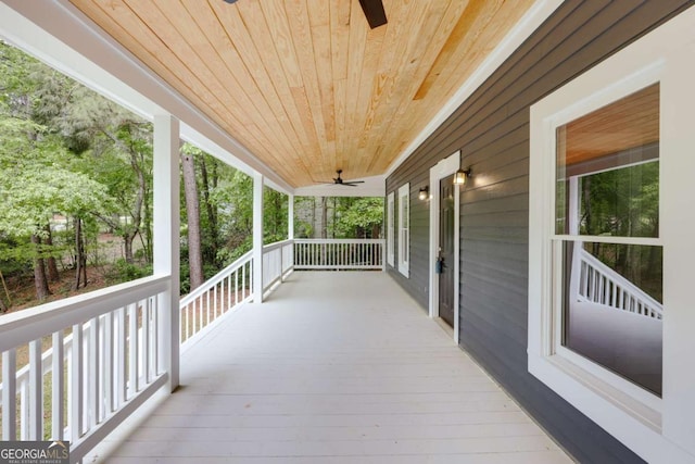155 Hunters Pointe Dr, Athens, GA 30606 - wooden terrace featuring a porch and a ceiling fan