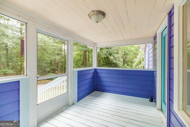 view of unfurnished sunroom