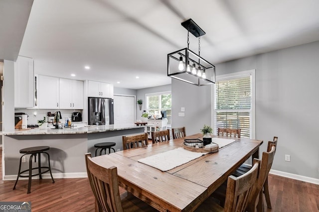 112 Hightower Rd, Hiram, GA 30141 - dining room with baseboards, recessed lighting, and dark wood-style flooring