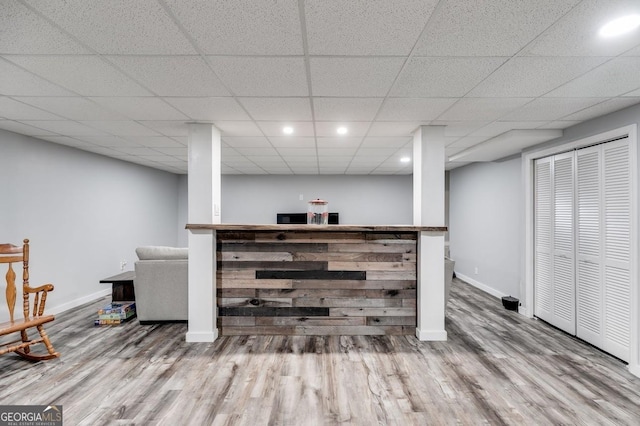 112 Hightower Rd, Hiram, GA 30141 - bar featuring baseboards, recessed lighting, wood finished floors, and a drop ceiling