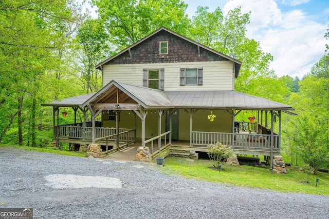 361 Meadow Ln, Talking Rock, GA 30175 - farmhouse-style home featuring covered porch, metal roof, and a standing seam roof