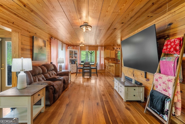 361 Meadow Ln, Talking Rock, GA 30175 - living room featuring wood walls, hardwood / wood-style floors, and wooden ceiling