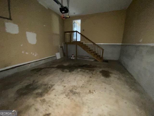 garage with a garage door opener
