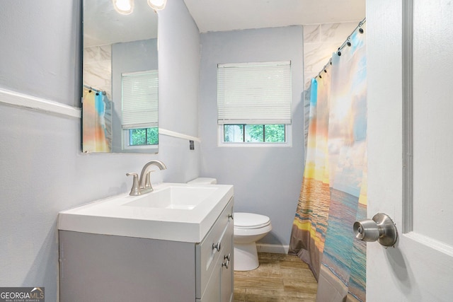 248 Upshaw St SW, Atlanta, GA 30315 - bathroom with vanity, wood finished floors, and curtained shower