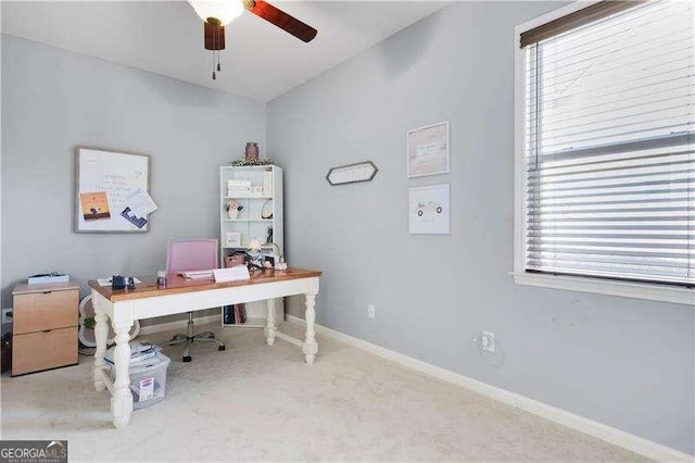 233 Hampton Station Blvd, Canton, GA 30115 - office featuring baseboards, ceiling fan, and carpet