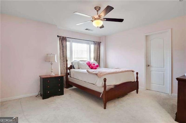 233 Hampton Station Blvd, Canton, GA 30115 - bedroom featuring visible vents, baseboards, ceiling fan, and light carpet