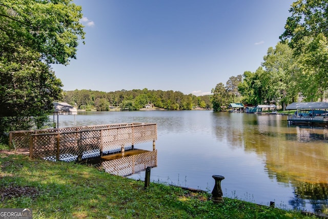 2240 Lake Dr NE, Conyers, GA 30012 - dock area with a water view and a view of trees