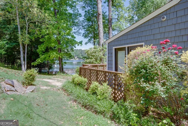 view of yard with a water view