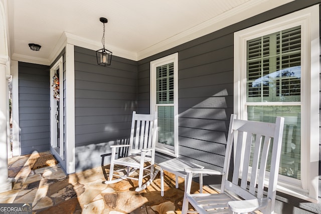 view of patio featuring covered porch
