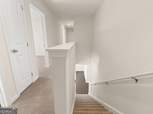 8230 Coldstream Dr, Fairburn, GA 30213 - stairway with carpet flooring and recessed lighting