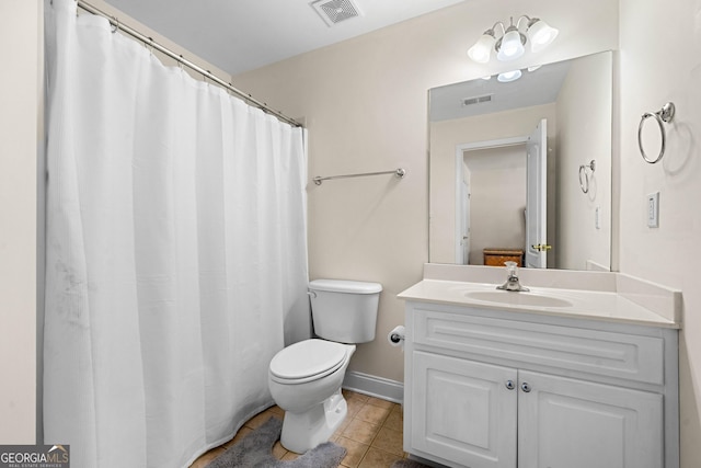 209 Braemar Ct, Mcdonough, GA 30253 - full bathroom with visible vents, tile patterned flooring, toilet, and vanity