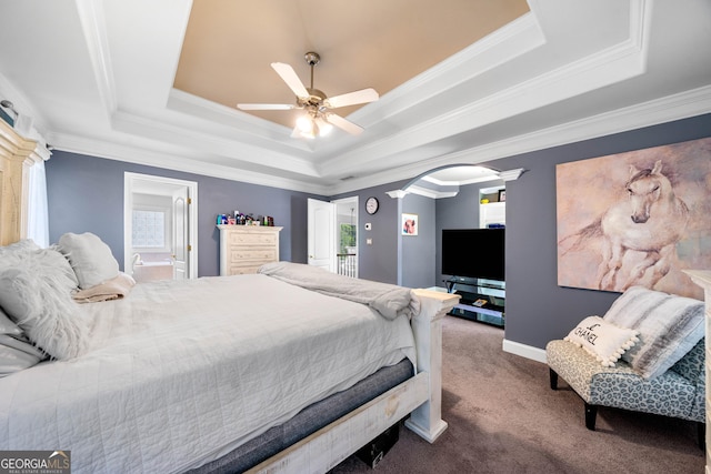 209 Braemar Ct, Mcdonough, GA 30253 - bedroom with crown molding, carpet, and a raised ceiling