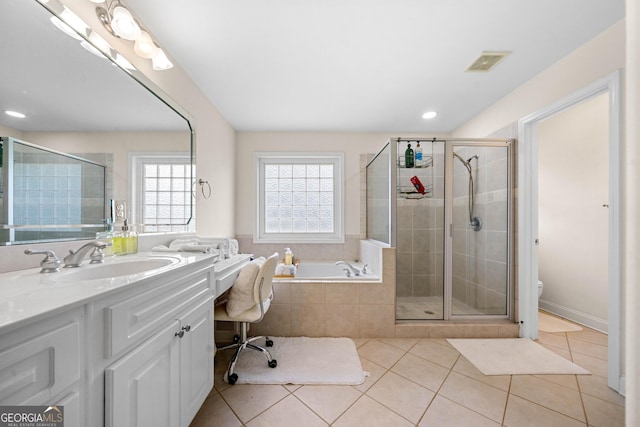 209 Braemar Ct, Mcdonough, GA 30253 - full bathroom with tile patterned floors, a shower stall, and visible vents