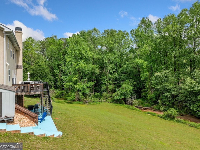 209 Braemar Ct, Mcdonough, GA 30253 - view of yard featuring a deck and stairway