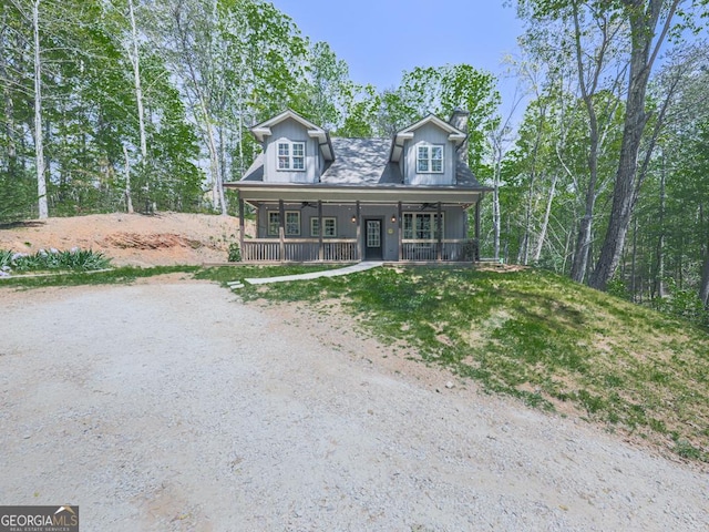 1141 Addington Ln, Waleska, GA 30183 - new england style home featuring covered porch and a chimney