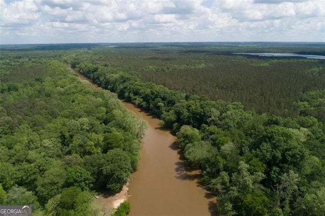 birds eye view of property with a forest view