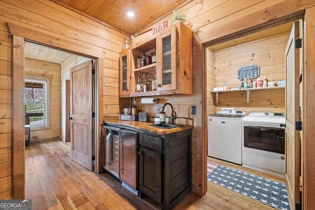 283 Blue Sky Overlook, Blue Ridge, GA 30513 - interior space featuring wood walls, independent washer and dryer, indoor wet bar, and wooden ceiling