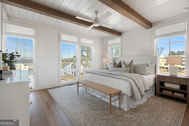 920 Hughley Cir Unit 74, Atlanta, GA 30316 - bedroom with beamed ceiling, wooden ceiling, and wood finished floors