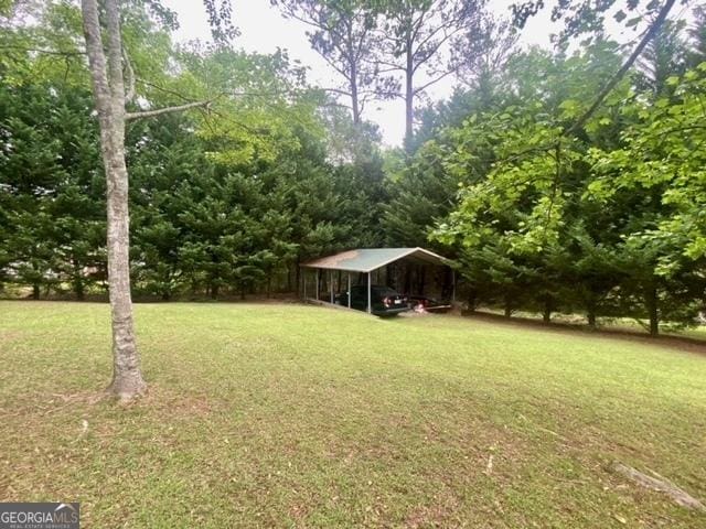 view of yard featuring a detached carport